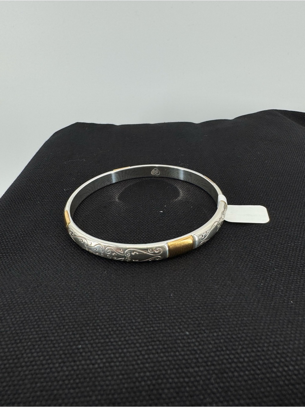 Brighton Two-Tone Silver and Gold Engraved Bangle Bracelet